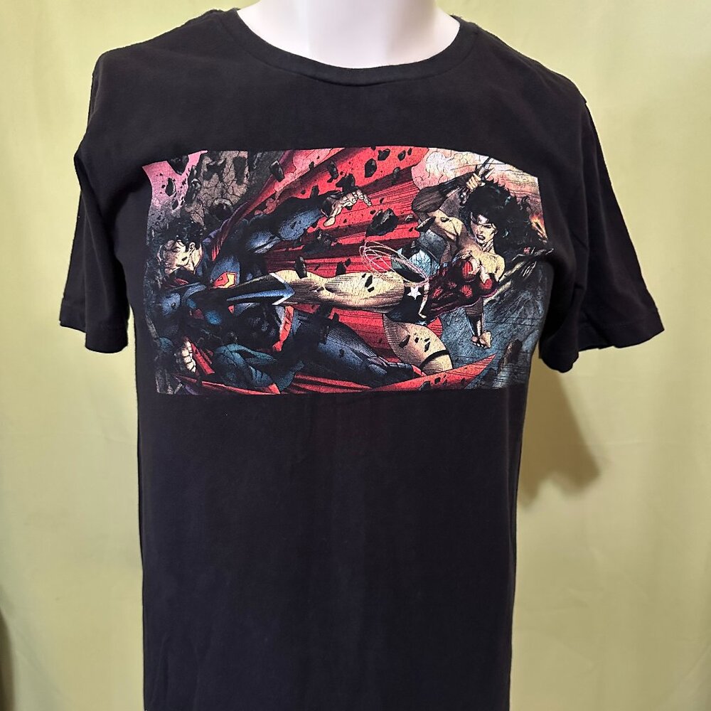 Justice League Superman Wonder Woman Men's Black T Shirt Medium Cotton